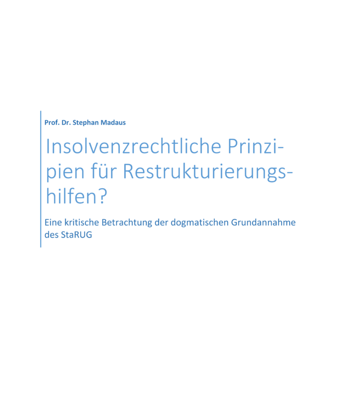 Vertragstheorie – Restrukturierungsrecht / Restructuring Law